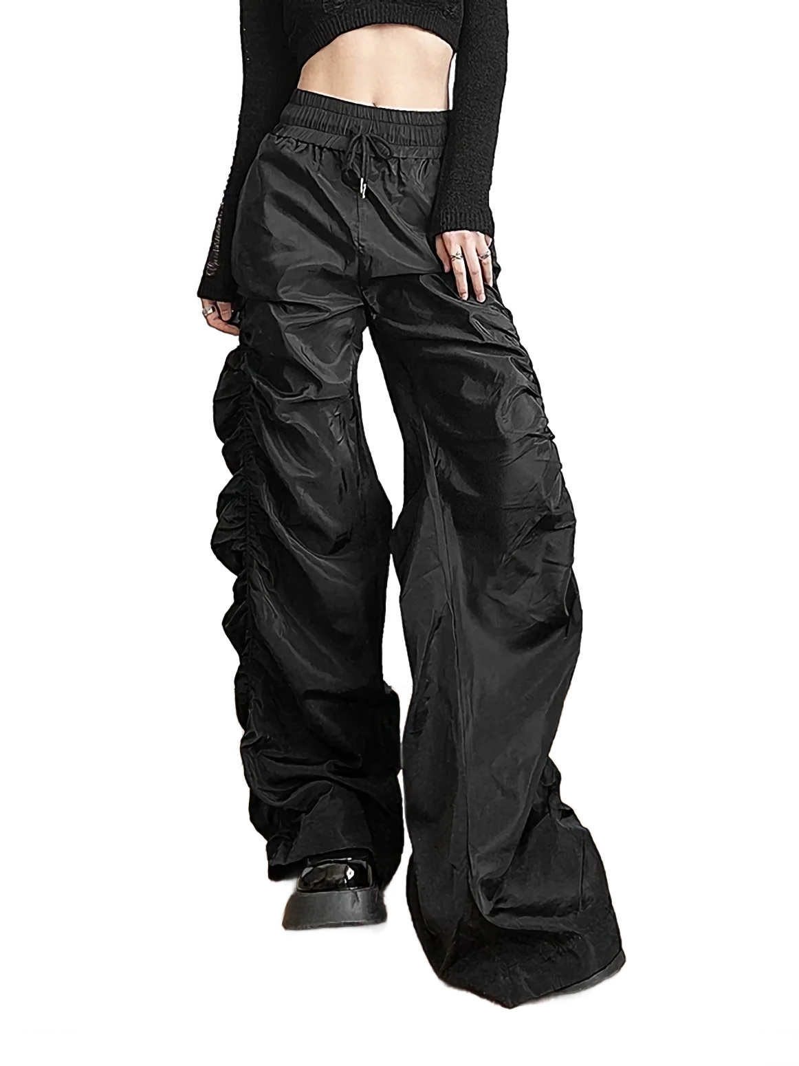 'Vortex' Shirred Nylon Parachute Pants